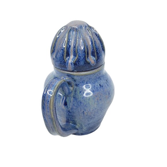 Whimsical Blue Teapot Southern Pottery 24 oz Handmade Boho Artsy Unique Gift - Picture 5 of 12